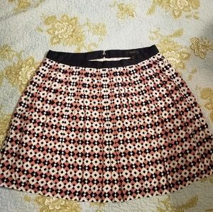 Jcrew silk pleated skirt geometric pattern